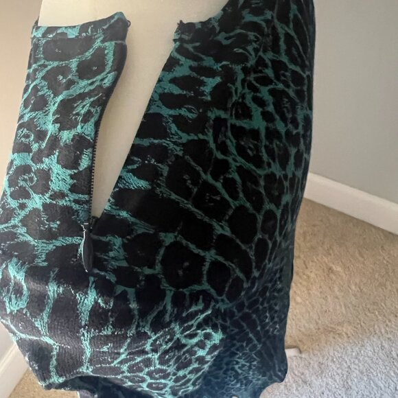 Zimmermann Teal & Black Animal Print Keyhole Dress – Size 0 - Picture 7 of 11